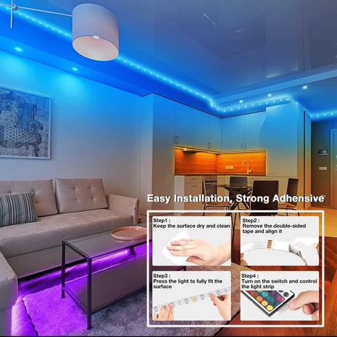 130ft(2 65.6ft), 24V dalattin Led Lights for Bedroom Rolls of Led Lighting with Remote&App Control, Color Changing Led