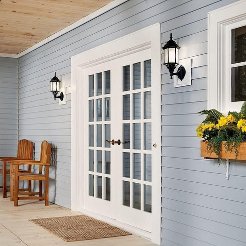 17" 1-Light (17" 6.5" 49255BK Kichler Chesapeake Outdoor Wall Light in Black, Exterior Porch Light, Coastal Wall Sconce
