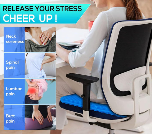 Helishy 1.65inch Tailbone Gel Seat Cushion for Long Sitting - Double Thick Cooling Egg Cushion for Back, Hip, Sciatica