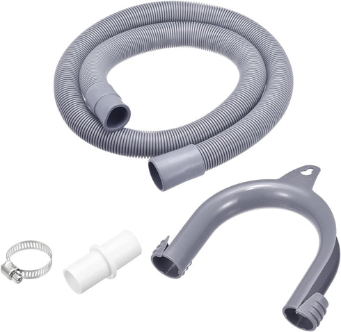 MECCANIXITY Washing Machine Drain Hose Extension Kits 3.28ft Gray - Includes Extension Adapter, U-Bend Hose Holder, 2