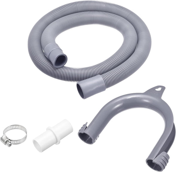 MECCANIXITY Washing Machine Drain Hose Extension Kits 3.28ft Gray - Includes Extension Adapter, U-Bend Hose Holder, 2