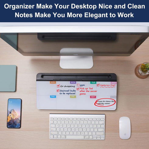 TSJ OFFICE Whiteboard Weekly Dry-Erase Board, Desktop Calendar Desk Organizer with Accessories for Office, Home, School