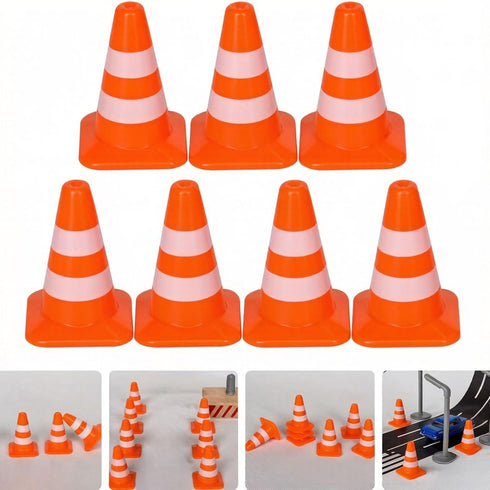 Essivox 14Pcs Set, Mini Traffic Cone Construction Safety Barriers, Road Block Cones, Model Props