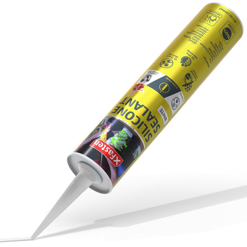 XFasten White Silicone Caulk, 10.1 oz, 100% Odorless Waterproof Sealant for RV, Aquarium, Bathtub