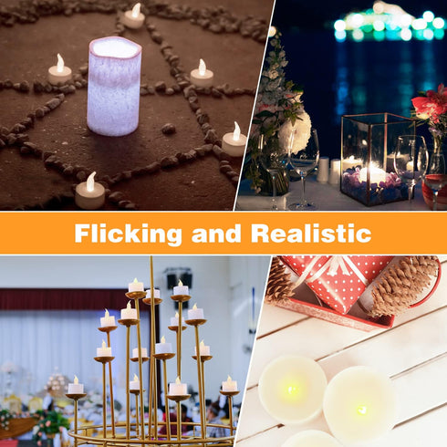 LED Tea Lights, 24 Pack Warm White Flickering Flameless Tea Lights, Battery Operated for Decoration (Last 200H+)