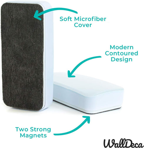 WallDeca Magnetic Premium Whiteboard Eraser - Felt Bottom Surface, Dry Erase Board Cleaner for All Surfaces