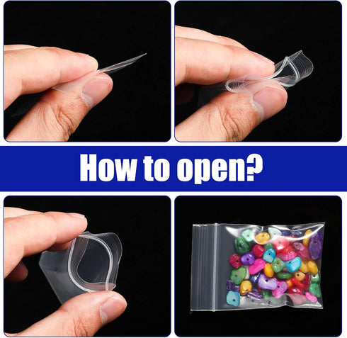 4 Sizes 100 Pack Clear Reclosable Zipper Storage Bags - Resealable Lock Seal Zipper for Jewelry and Vitamins