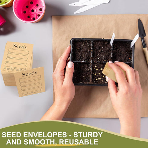 Joyberg 156 PCS Seed Envelopes - 3.15”x 4.72” Kraft Seed Saving Envelopes, Self Sealing Mini Envelopes for Seed