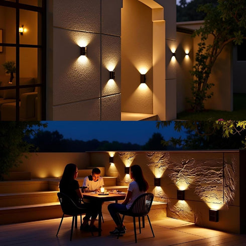 4 Pack,Illuminate IP65 ASLIDECOR Solar Wall Lights UP Down Outdoor Sunlight Sensor Lamp Waterproof LED Modern Deck