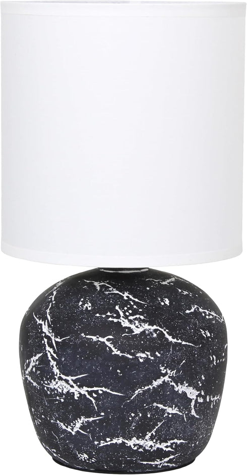 Simple Designs LT1170-BLK 12.4" Chic Glow Rounded Marble Inspired Concrete Table Lamp