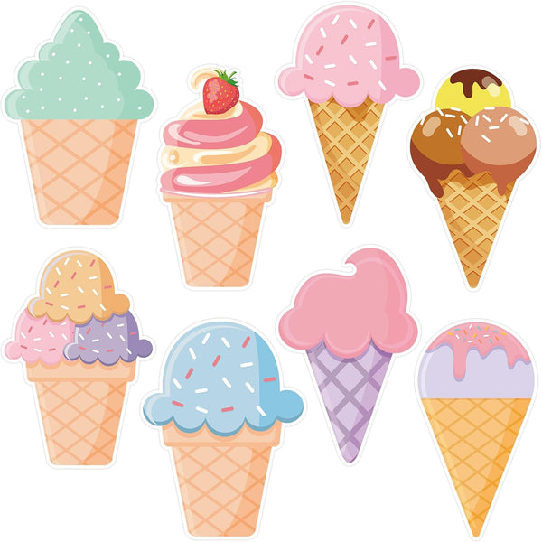 wonmon 40PCS Ice Cream Cutouts for Bulletin Board Decoration, Summer Ice Cream Paper