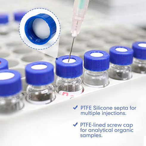 ALWSCI 9-425 HPLC Screw Thread Caps with Septa, 100 pcs/pk, White PTFE/Red Silicone