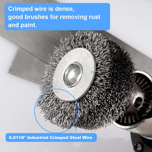2 Pack 2 Inch Wire Brush Wheel for Drill, Heavy Duty Wire Brush for Rust, Corrosion, Paint Removal