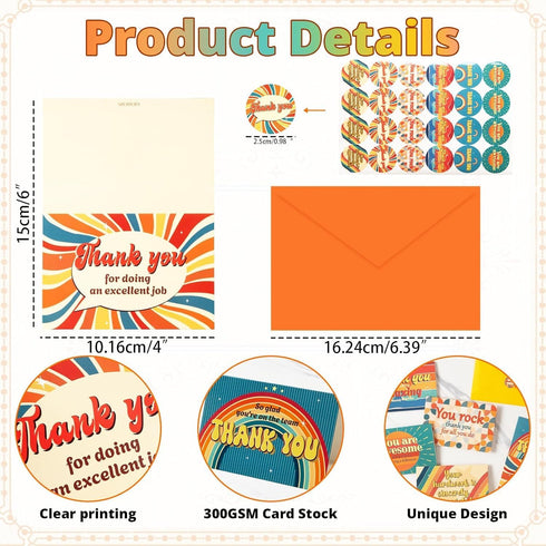 96 Pack 4" 6" 6 GRADESIN Employee Appreciation Thank you Cards for Coworkers with Envelopes & Stickers x Staff