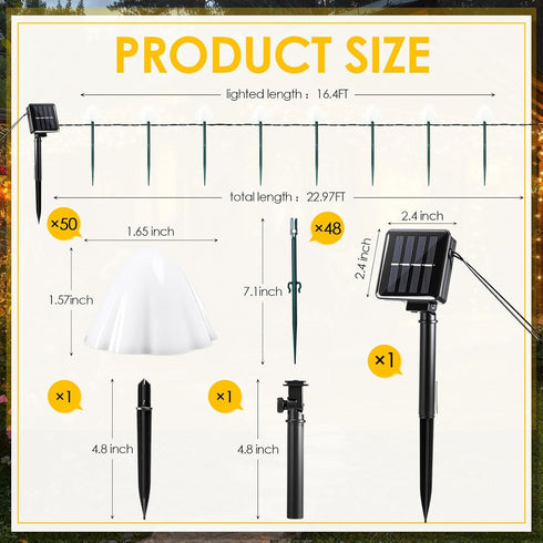 Grinsvalley 50LED 23FT 8 Mushroom Solar Lights for Garden Outdoor Solar Powered Garden String Lights Waterproof