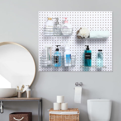 8 Pieces Pegboard Baskets, Pegboard Bins, Wire Peg Board Shelf Wall Organizer for Tools, Garage Storage (Plating Color)