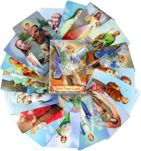 Autom 3 Packs of 54 Assorted Holy Cards Featuring Catholic Saints and Prayers