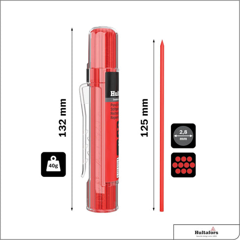 Hultafors Tools 650150 Dry Marker Refills HRD, Heavy Duty, Multi-Purpose, Red, 10 Leads* by Hultafors