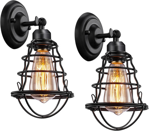 Asnxcju Industrial Wall Sconces Set of Two, Farmhouse Wall Sconce, Vintage Wire