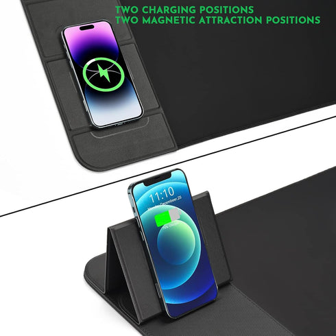 WeYingLe 15W Wireless Charging Mouse Pad with Phone Holder Gaming Mousepad Desk Mat Qi Fast Charging Pad Ultra-Smooth