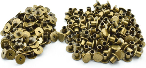 LQ Industrial 120pcs Chicago Screw Binding Screws, 5x6mm Bronze, Cross Head Phillips Drive for DIY Leather Craft