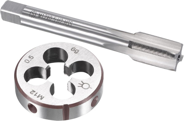 uxcell M12 x 0.5mm Metric Tap and Die Set, Machine Thread Screw Tap & Die Kit for Nut Screw Bolt Repair