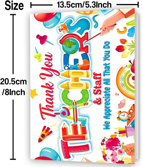 LiuuLi Funny Thank You Card, Cute Teachers Appreciation Cards Gift for School Staff Daycare Teacher, Teachers Day Gift