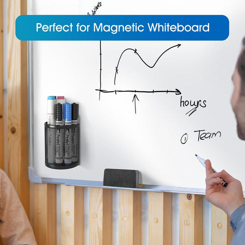 MaxGear Magnetic Pen Holder, 2 Pack Locker Organizer Mesh Pencil Holder for Desk - Extra Strong Magnets for Locker