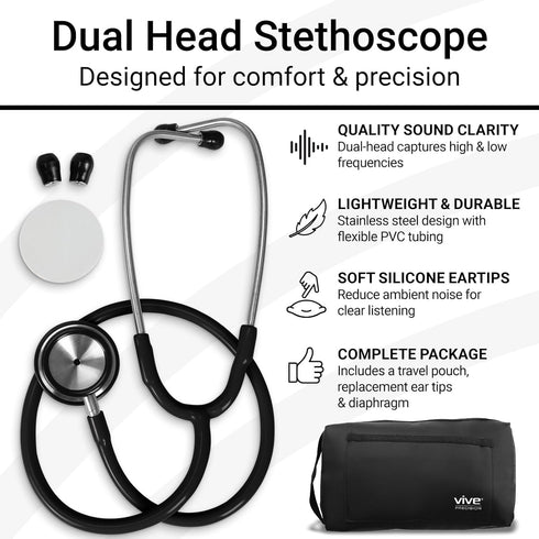 Dualhead Stethoscope, Diaphragm Bell for Nurses, Cardiology, Veterinary, Fetal, Pediatrics Blood Pressure Kit