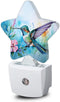 Watercolor Bird Dusk to Dawn Star Night Light,Hummingbird Flower Smart Sensor Nightlight