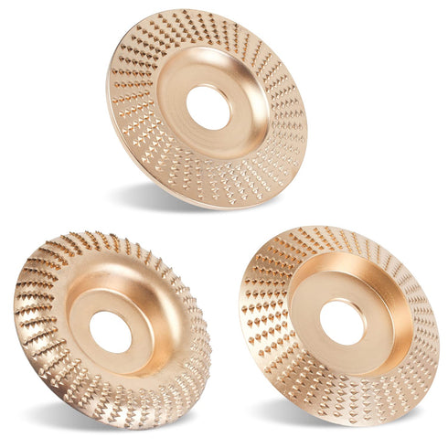 Upgraded 3PCS Wood Carving Disc Set for 4" or 4 1/2" Angle Grinder, Grinding Wheel Shaping Disc for Wood Cutting