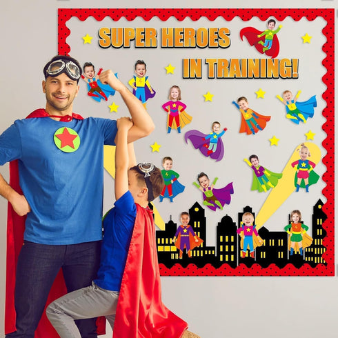 Super Themed Hero Bulletin Board Decoration Set, DIY Photo Crafts for Hero School Classroom Decor