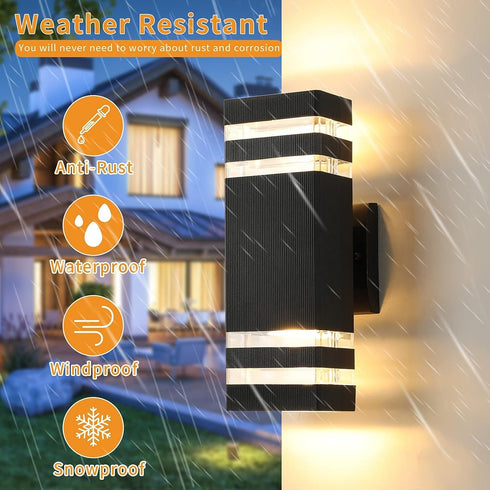 1 Pack Light,14W IP65 3000K 1100LM tewei LED Square Up and Down Lights Outdoor Wall Mount Warm White, Modern Fixtures