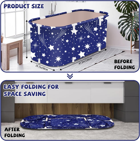 47.2x19.7x21.7inch Portable Foldable Bathtub,Foldable Soaking Bathtub for Adults, Freestanding Bathtubs, Hot Bath Tub