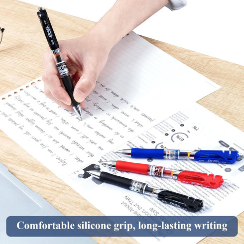 M&G Gel Pens 0.5mm Black Medium Point, 30 PCS Retractable Gel Ink Pens with Premium Ink & Comfort Grip (6 Blue + 3 Red)