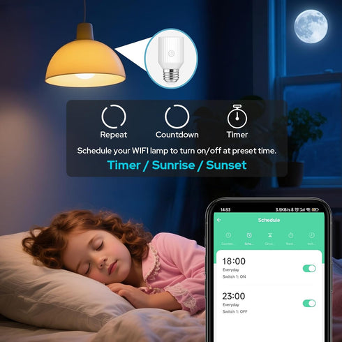 Bulb 60W E26/E27, 2 Pack LoraTap Smart Wi-Fi Light Socket Adapter, Voice for Alexa/Google, Smart Life App Group