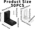 AUXBC 30PCS 90 1.1x1.1x0.7 Degree L Shape Metal Corner Brackets Black Plastic Cover Right Angle Brace for Shelf Cabinet