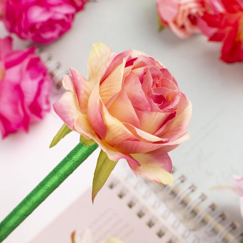 Leery 15 Pieces Mixed Floral Gel Ink Rose Pens, Ballpoint Pens for Valentine's Day, Birthday Party, Office Supplies