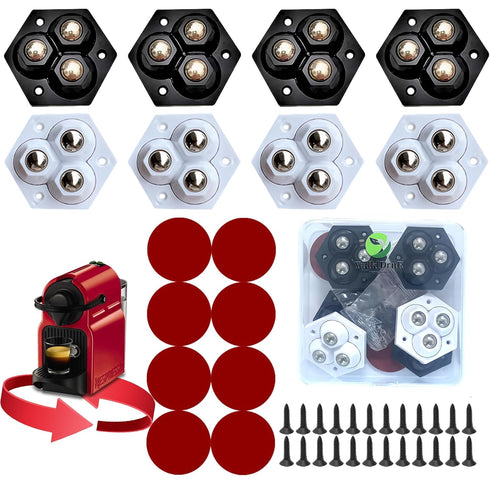 Self-Adhesive Caster Wheels with Stainless Steel Ball Bearings, Set of 8, 360 Degree Swivel for Small Furniture