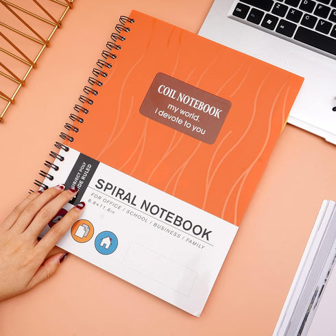 Yoment Spiral Notebook 8.5'' x 11'' Wide Ruled 5 Subject Notebooks with Dividers Tabs for Work Wide Ruled 240 Pages Lined Journal Multi Subject Notebook for Note Taking, Back to School, Gifts, Orange by Yoment