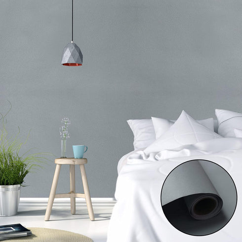 WADILE Peel and Stick Wallpaper 15.9in x 78.7in, Solid Color Contact Paper Waterproof, Vinyl Colored Wall Paper Self Adhesive, Textured Wallpaper Removable for Cabinets/Countertop, Light gray by WADILE