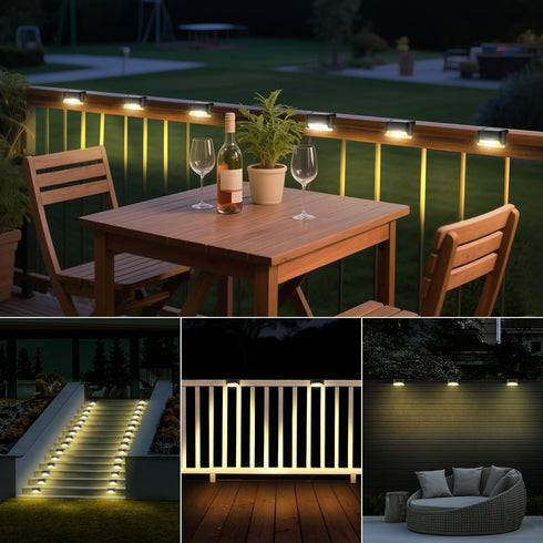 16 Pack (16) Solar Deck Lights, LED Waterproof Outdoor Lights for Stairs, Steps, Fence, Railing, Pathway