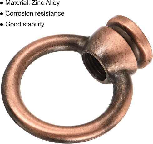 MECCANIXITY 15kg 36x43mm M10 Pack 2 Eye Nut Max Load Thread Ring Shape Female Loop for Hanging Lamp Chandelier, Red