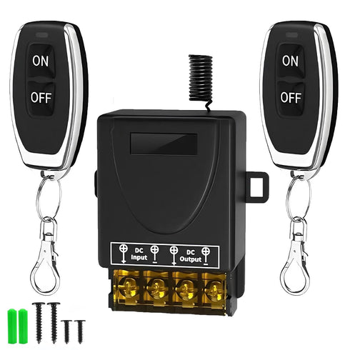 Feloako 12V Remote Control Switch Wireless,Low Voltage DC 12V-72V 30A RF Relay Switch
