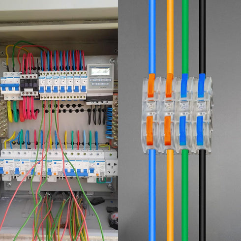 100PCS Inline Wire Connectors, 1 to 1 Electrical Lever Wire Connectors for Quick Wiring 28-12 AWG Reusable