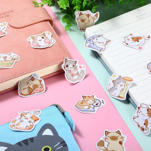 Cat Office Supplies Set - Cat Sticky Notes, Paper Clips, Gel Ink Pens, and Stickers for Cat Lovers