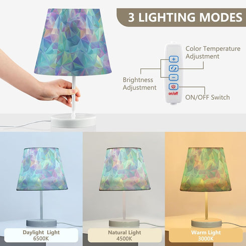 3 ALAZA Bedside Lamp Colorful Holograms Color Blocks Table Lamp for Bedroom Desk Lamp with USB Port LED Nightstand