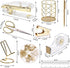 EOOUT Gold Office Supplies Set Desk Accessories, Acrylic Stapler Set Staple Remover, Phone Holder, Tape Holder, Pen Holder, 2 Ballpoint Pen, Scissor, Binder Clips, Ruler, Transparent Glue and Staples. by EOOUT