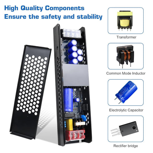 PZETCEIR 24V 150W 6.5A 100-250V 24V Bulbs, LED Driver Slim LED Power Supply, AC to DC Adapter, Constant Voltage