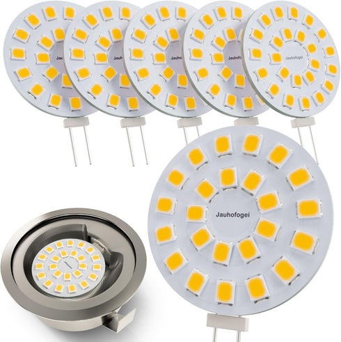 G4 LED Bulb Warm White 3000K, 2W - 20W Halogen JC Bulb Replacement, 12V G4 Base, Under Cabinet Puck Light Bulbs, 6 Pack